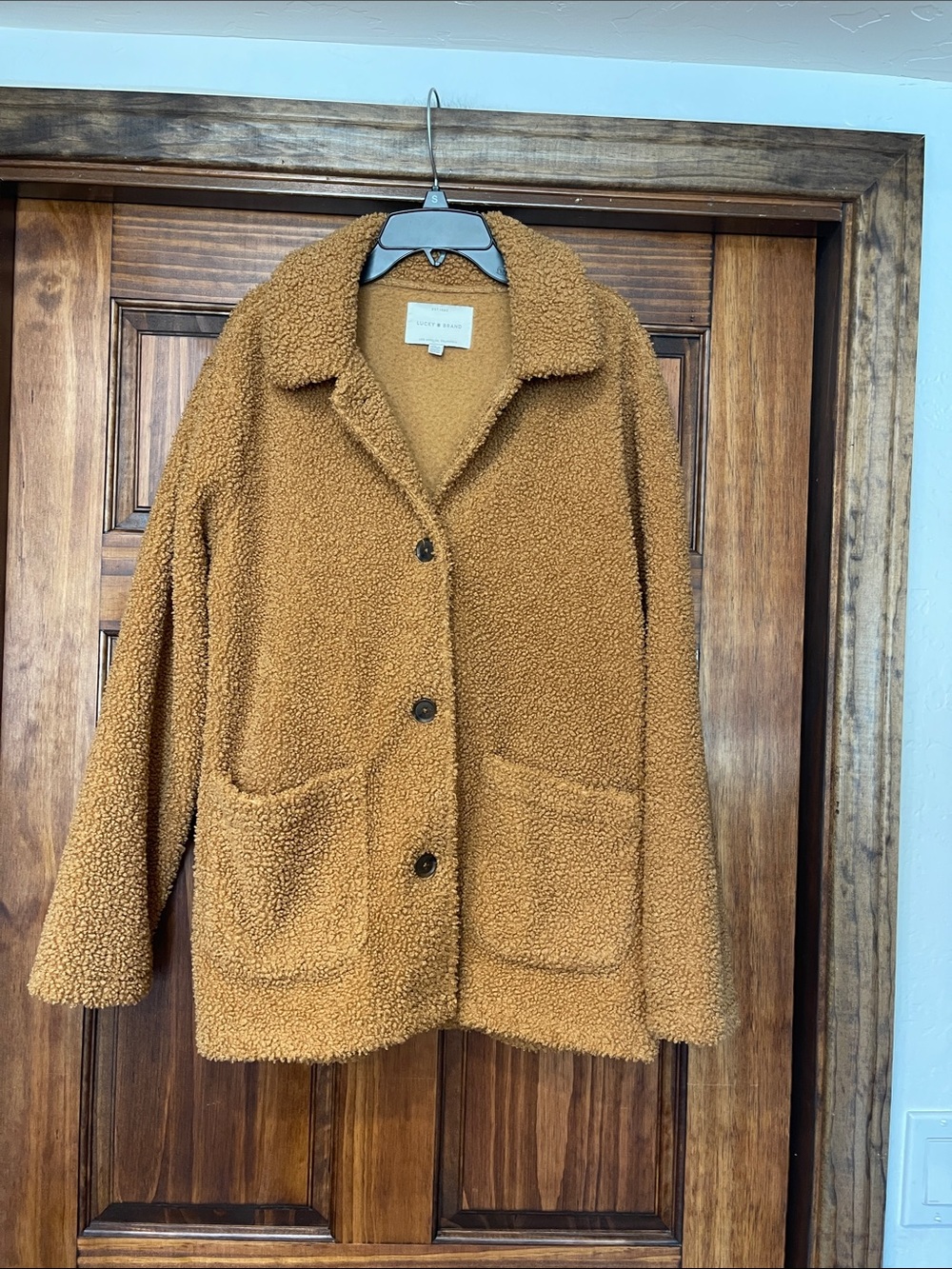 Madewell Caramel Teddy Jacket with Patch Pockets small